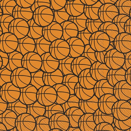 Boston International 5x5 in. Paper Cocktail Napkin Basketball Orange Pack of 20