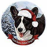 Holiday Pet Gifts Cardigan Corgi Black Brindle Dog Santa Hat Porcelain Ornament
