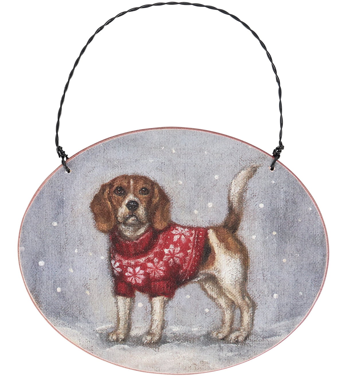 Primitives By Kathy Cozy Beagle Dog with Sweater Wooden Christmas Ornament
