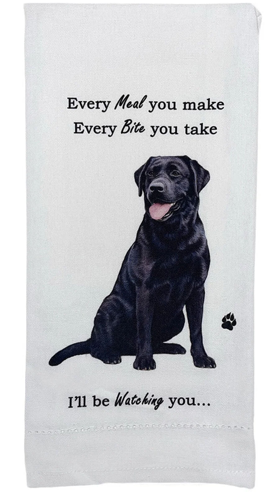 E&S Pets 711-21 Black Lab Dog Kitchen Towel, Off-white