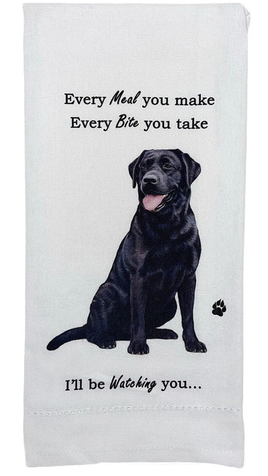 E&S Pets 711-21 Black Lab Dog Kitchen Towel, Off-white