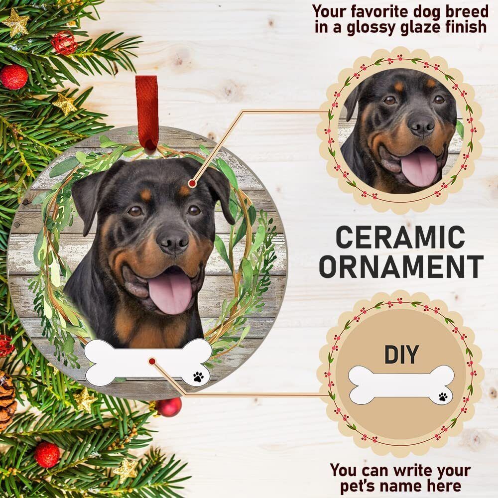 Rottweiler Ornament - E&S Pets, DIY Personalizable, Ceramic Round Ornament