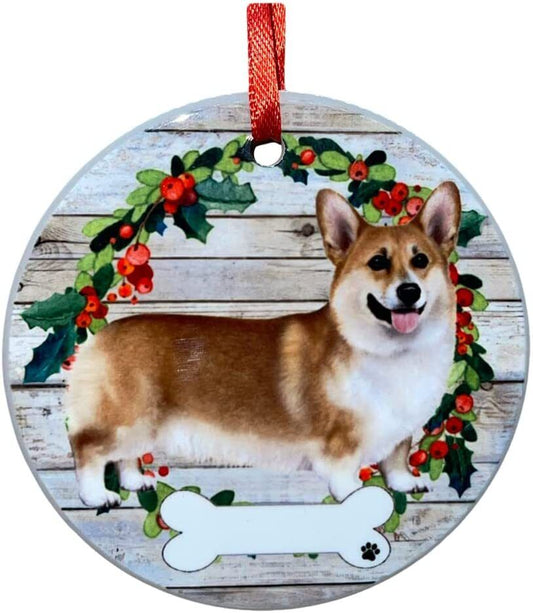 Welsh Corgi Ornament - E&S Pets, DIY Personalizable, Ceramic Round Ornament