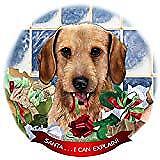 Dachshund Wirehair Wheaten Dog Porcelain Ornament 'Santa. I Can Explain!'