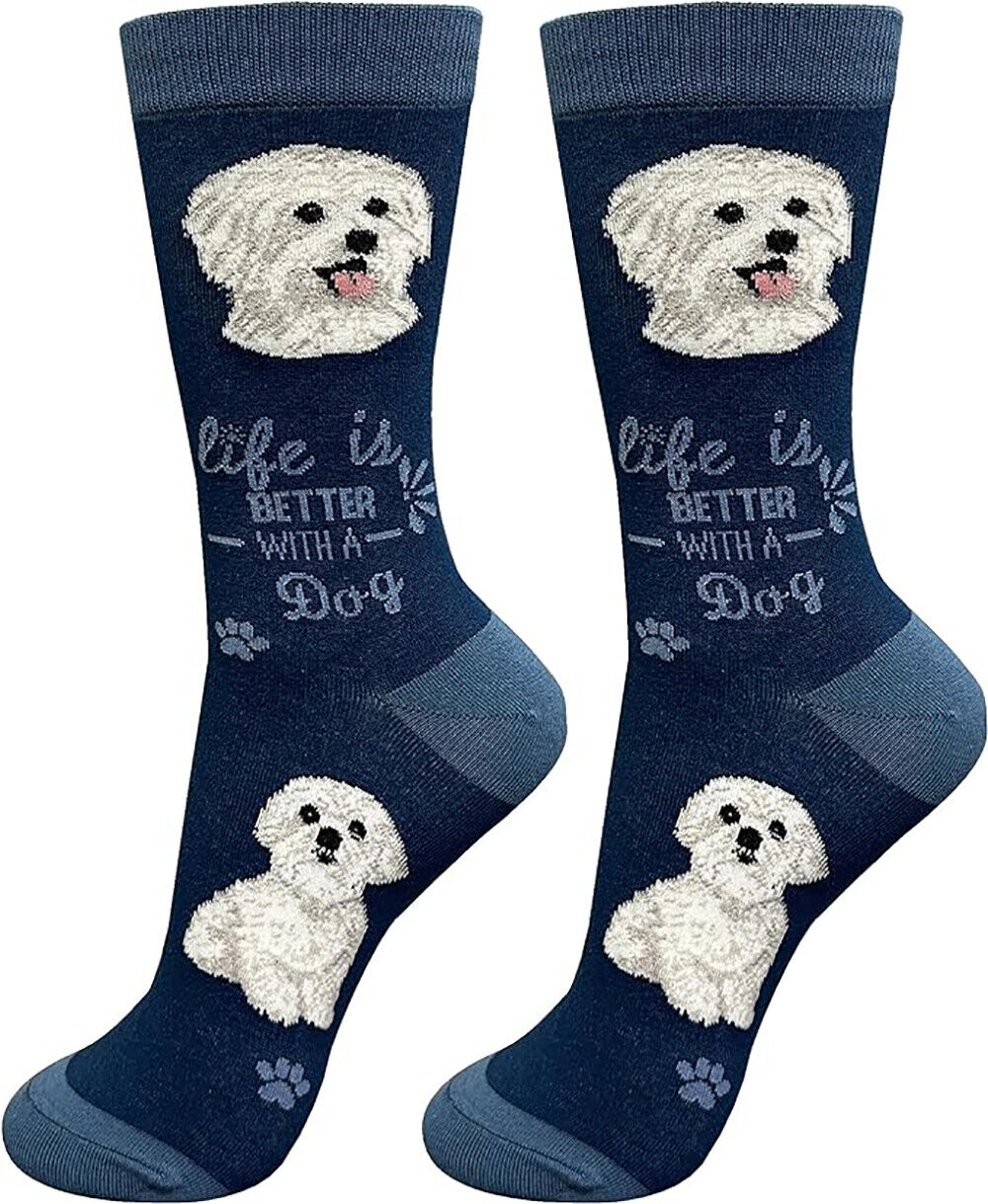 E&S Pets Pet Lover Socks, Life is Better with a Maltese, One size fits Most