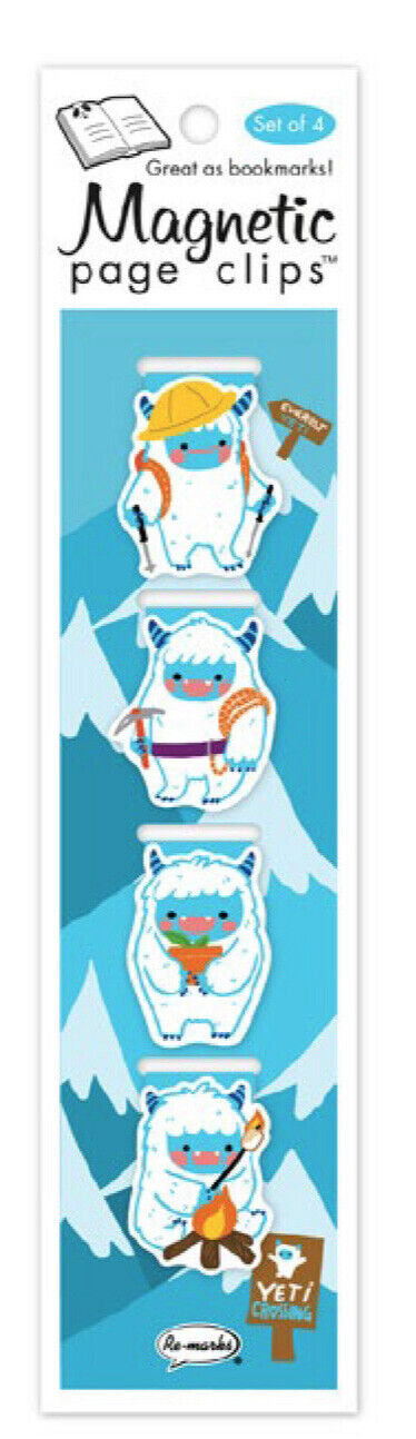 Yeti Illustrated Magnetic Page Clips Set of 4 by Re-marks