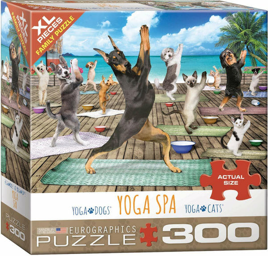 EuroGraphics Dogs and Cats Yoga Spa Jigsaw Puzzle (300-Piece)