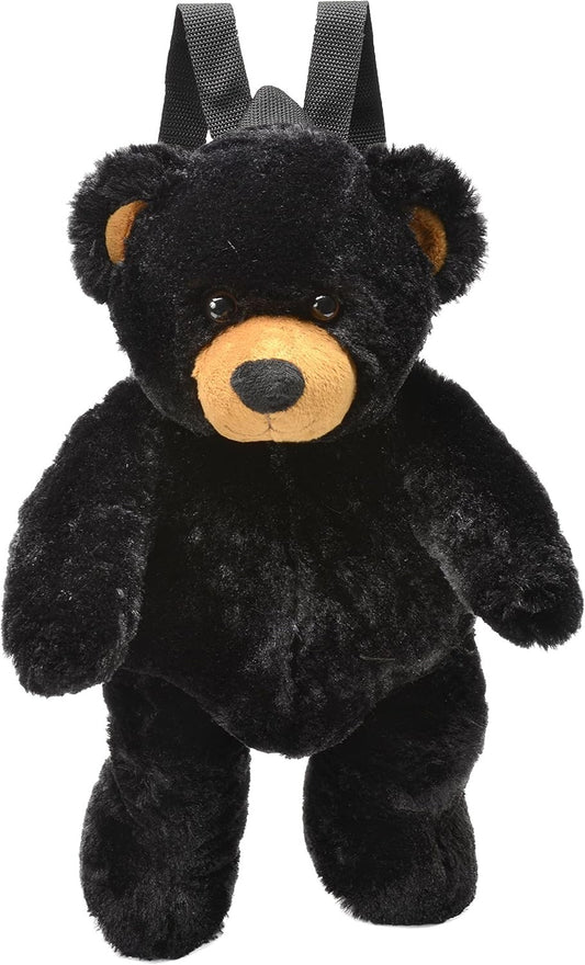 Unipak Soft Plush Black Bear Backpack with Adjustable Straps Zippered Pocket