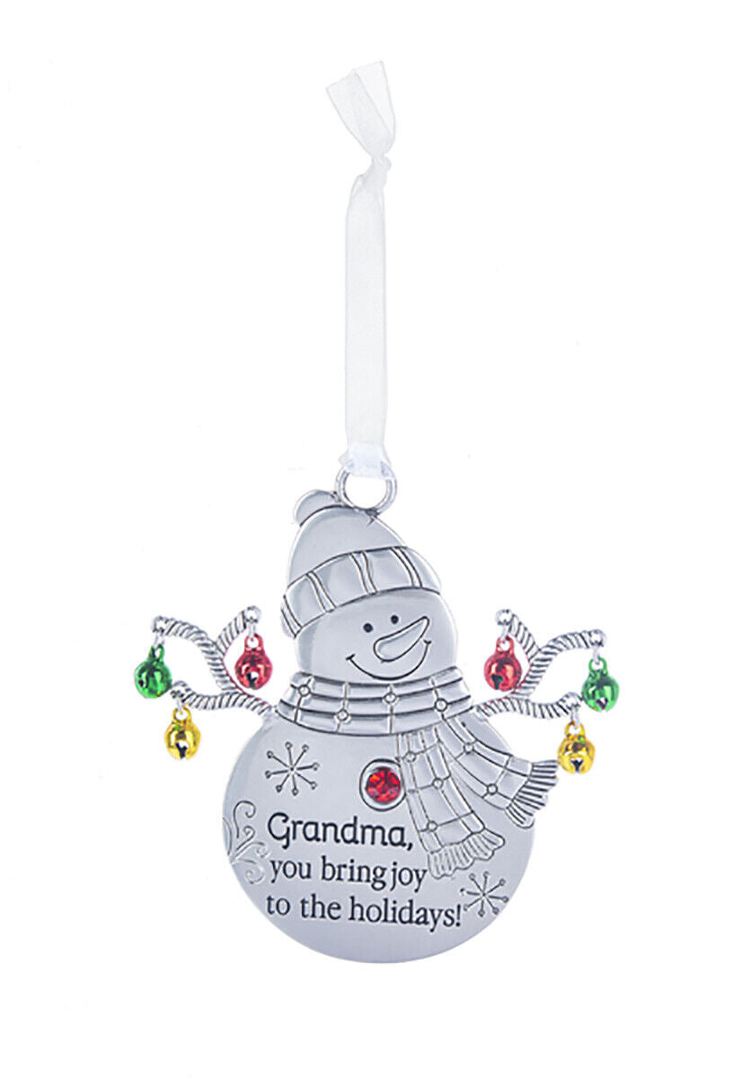 Ganz Snowman with Bells Ornament - Grandma, you bring joy to the holidays!