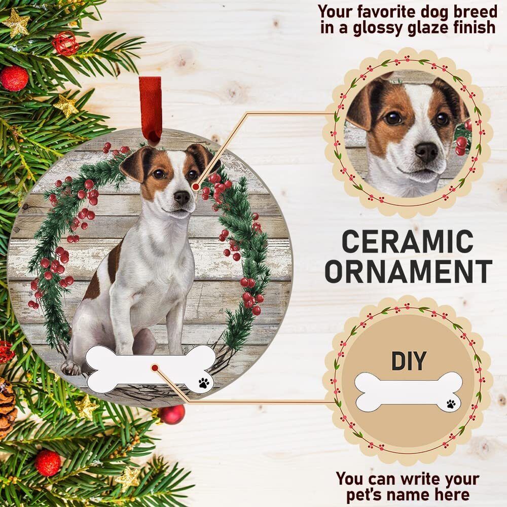 Jack Russell Ornament - E&S Pets - DIY Personalizable, Ceramic Round Ornament