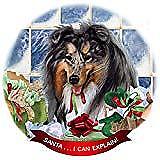 Collie Blue Merle Dog Porcelain Ornament Pet Gift 'Santa. I Can Explain!'