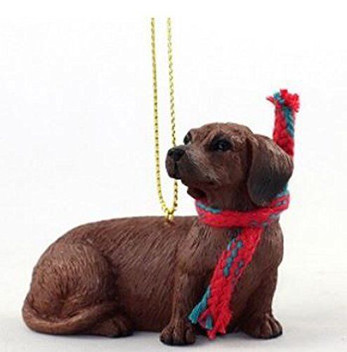Dachshund (red) with Scarf Christmas Ornament (Large 3 inch version) Dog