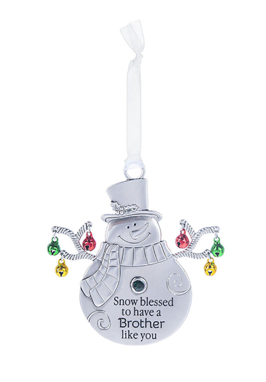 Ganz Snowman with Bells Ornament - Snow blessed to have a Brother like you