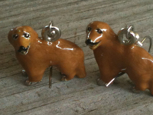 3-D Golden Retriever Dog Enameled Earrings