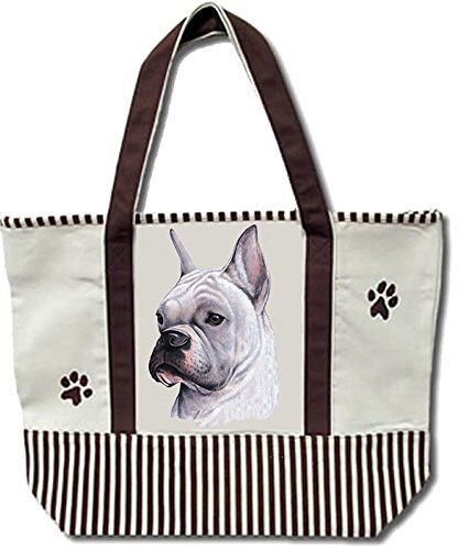 Boxer, White Pet Heavy Duty Canvas Shopping Tote