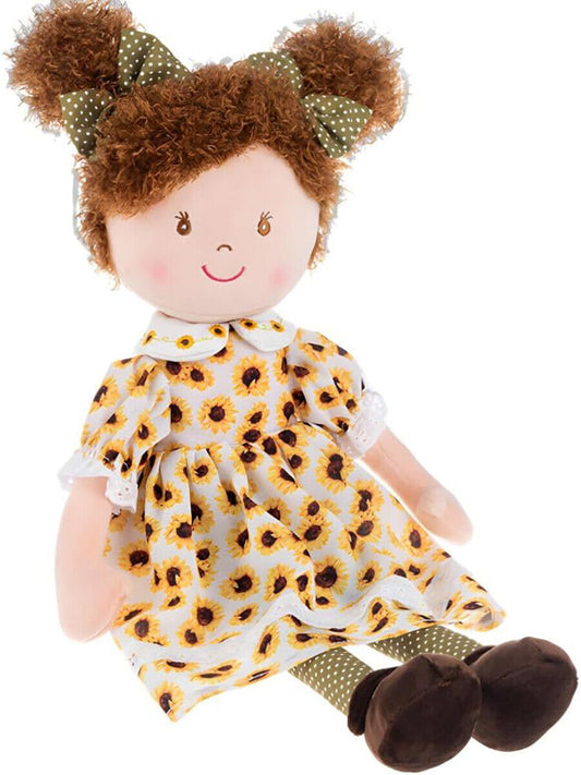 Ganz Saffron Sunflower Rag Doll with Brown Curly Hair, 20" H