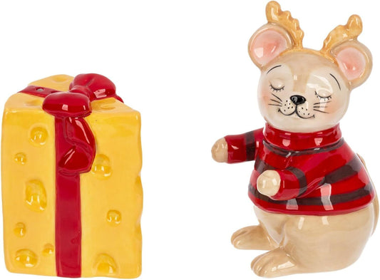 Ganz Dolomite Salt & Pepper Shakers, 2 Piece Set, Christmas Mouse with Cheese