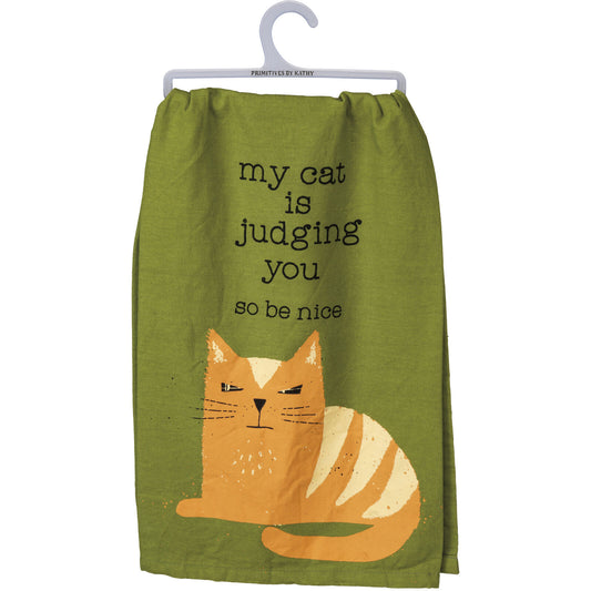 Primitives by Kathy Dish Towel - My Cat is Judging You So Be Nice