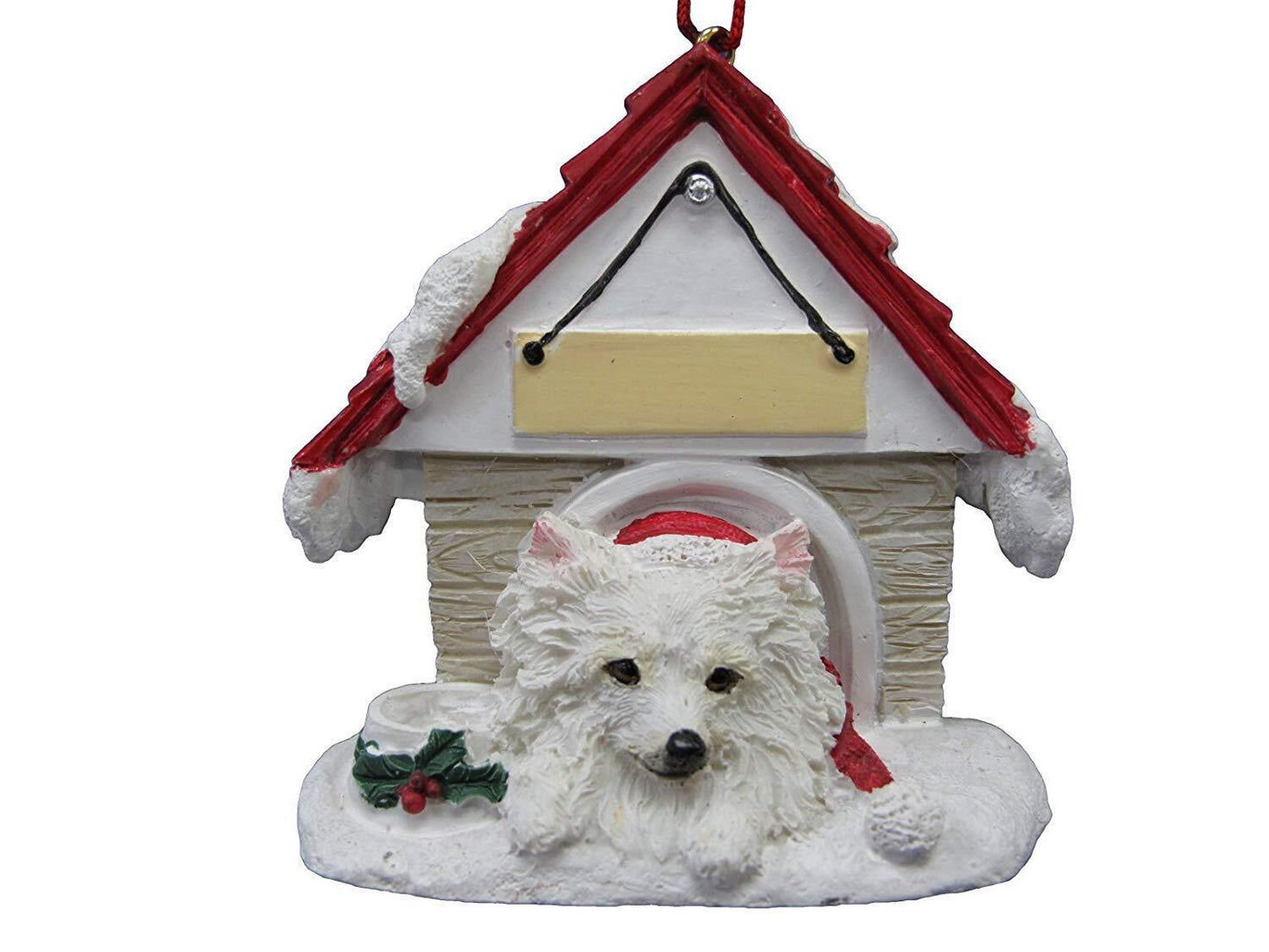 American Eskimo Doghouse Ornament Hand Painted and Easily Personalized