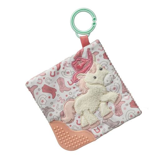 Mary Meyer Crinkle Teether Toy with Squeaker, 6 x 6-In, Cream Giddy Up Pony
