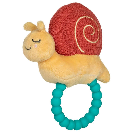 Mary Meyer Sweet Soothie Soft Baby Rattle with Teether Ring, 5", Skippy Snail