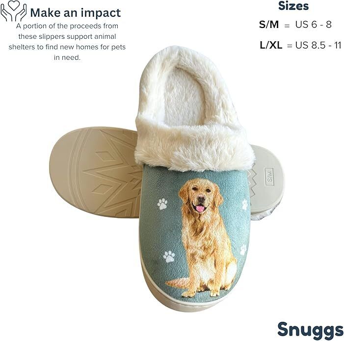 E&S Pets Golden Retriever Snugg Slippers for Pet Lovers - Memory Foam, L/XL