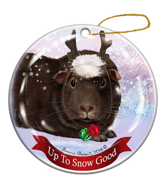 Holiday Pet Gifts Guinea Pig Chocolate Crested Porcelain Christmas Ornament