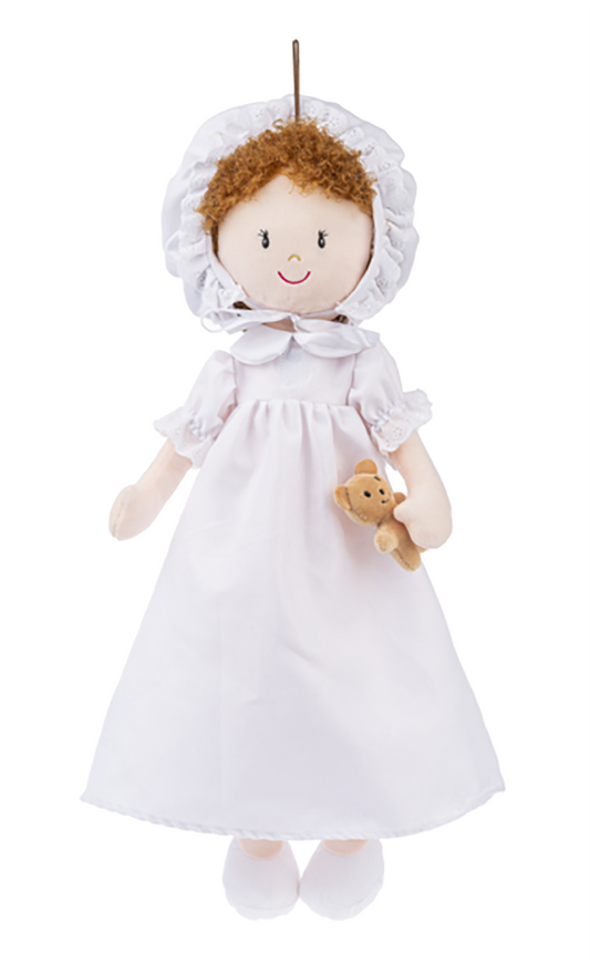 Ganz Victoria Rag Doll with Brown Curly Hair and Mini Teddy Bear, 20" H
