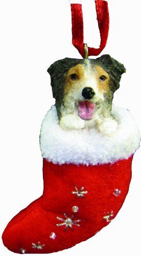 Australian Shepherd Stocking Ornament with "Santa's Little Pals" Hand Painted