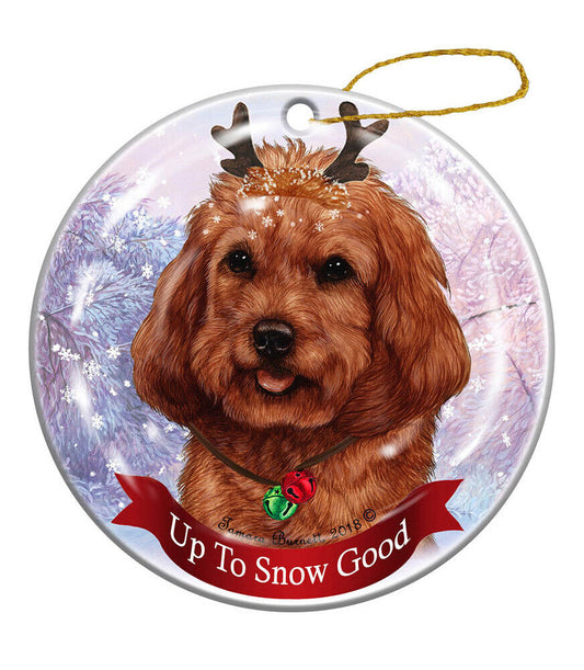 Holiday Pet Gifts Cockapoo Red Dog Porcelain Christmas Ornament