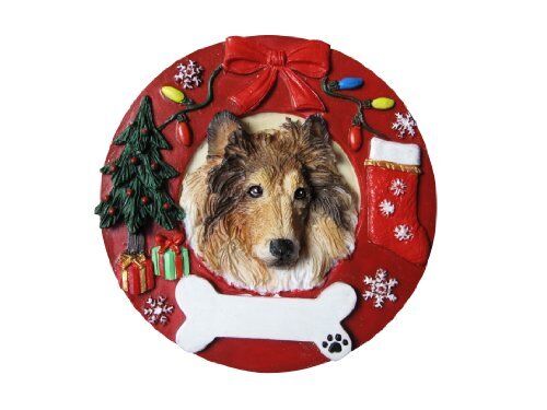 Collie Ornament Christmas Ornament Wreath Shaped Easily Personalized