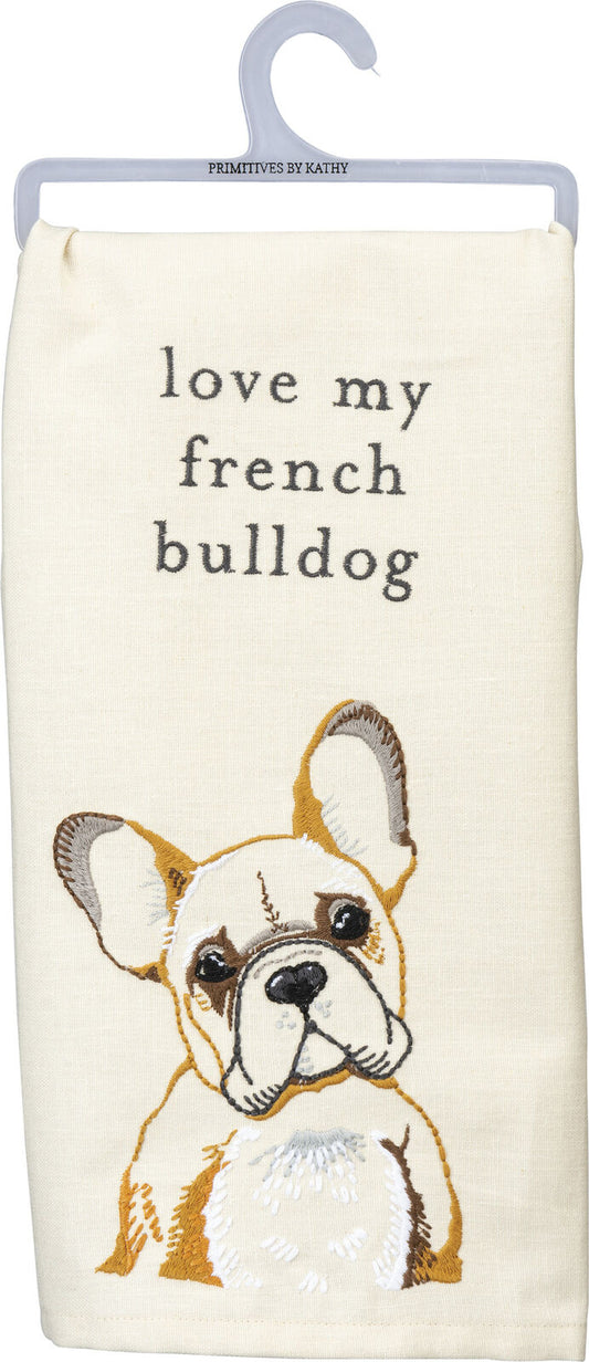 Primitives by Kathy Love My French Bulldog Dish Towel, 26"