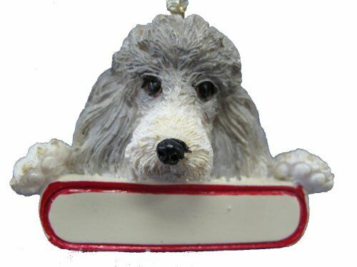 Poodle Ornament Silver "Santa's Pals" With Personalizable Name Plate