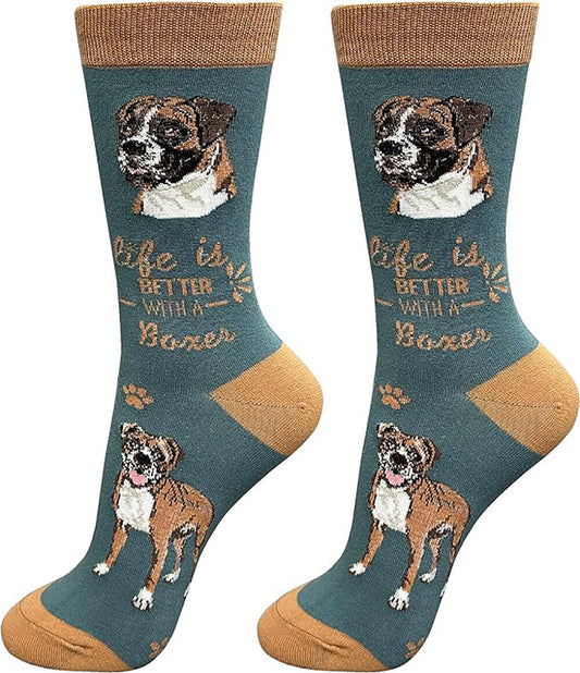 E&S Pets Pet Lover Socks, Life is Better with a Boxer, One Size fits Most