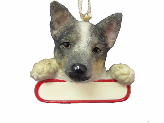 Australian Cattle Dog Ornament "Santa's Pals" With Personalizable Name Plate