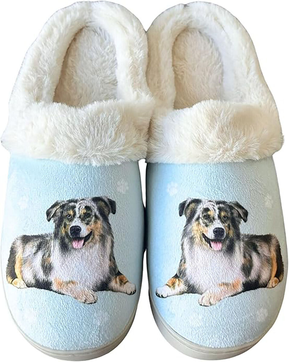 E&S Pets Australian Shepherd Snugg Slippers for Pet Lovers -  Memory Foam, S/M