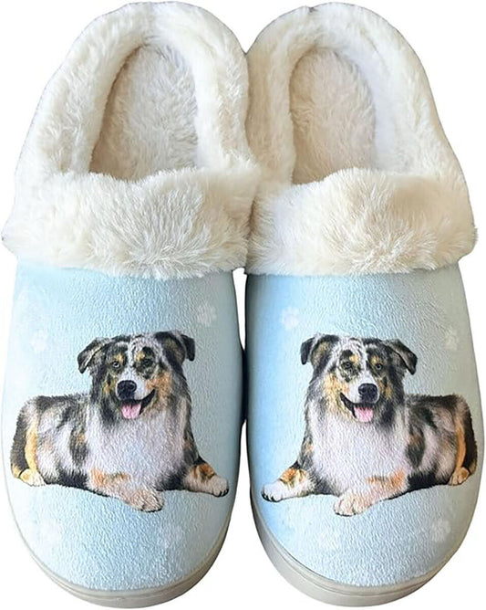 E&S Pets Australian Shepherd Snugg Slippers for Pet Lovers -  Memory Foam, S/M