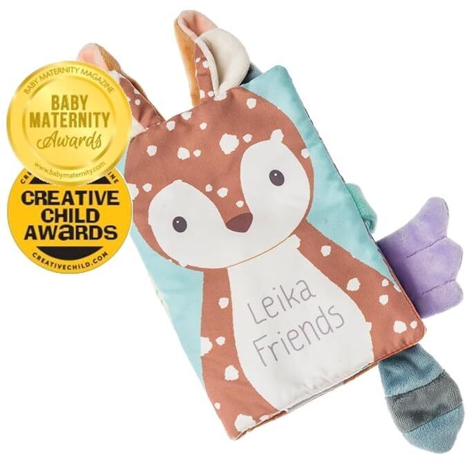 Mary Meyer Cuddlebook Soft Cloth Book Baby Toddler Activity, Leika Friends