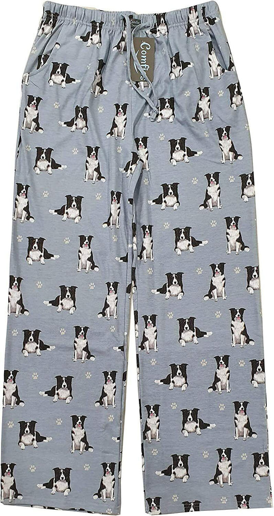 Border Collie Unisex Lightweight Cotton Blend Pajama Bottoms- Medium