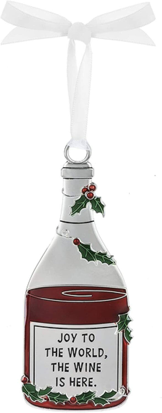 Ganz Merry Merlot Wine Metal Ornament - Joy to The World, The Wine is Here