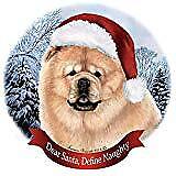 Holiday Pet Gifts Chow Chow Cream Dog Santa Hat Porcelain Ornament