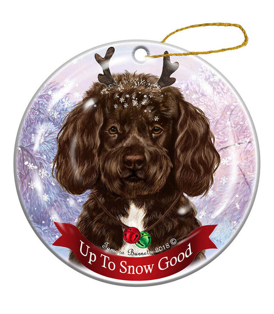 Holiday Pet Gifts Portuguese Water Chocolate Dog Porcelain Christmas Ornament