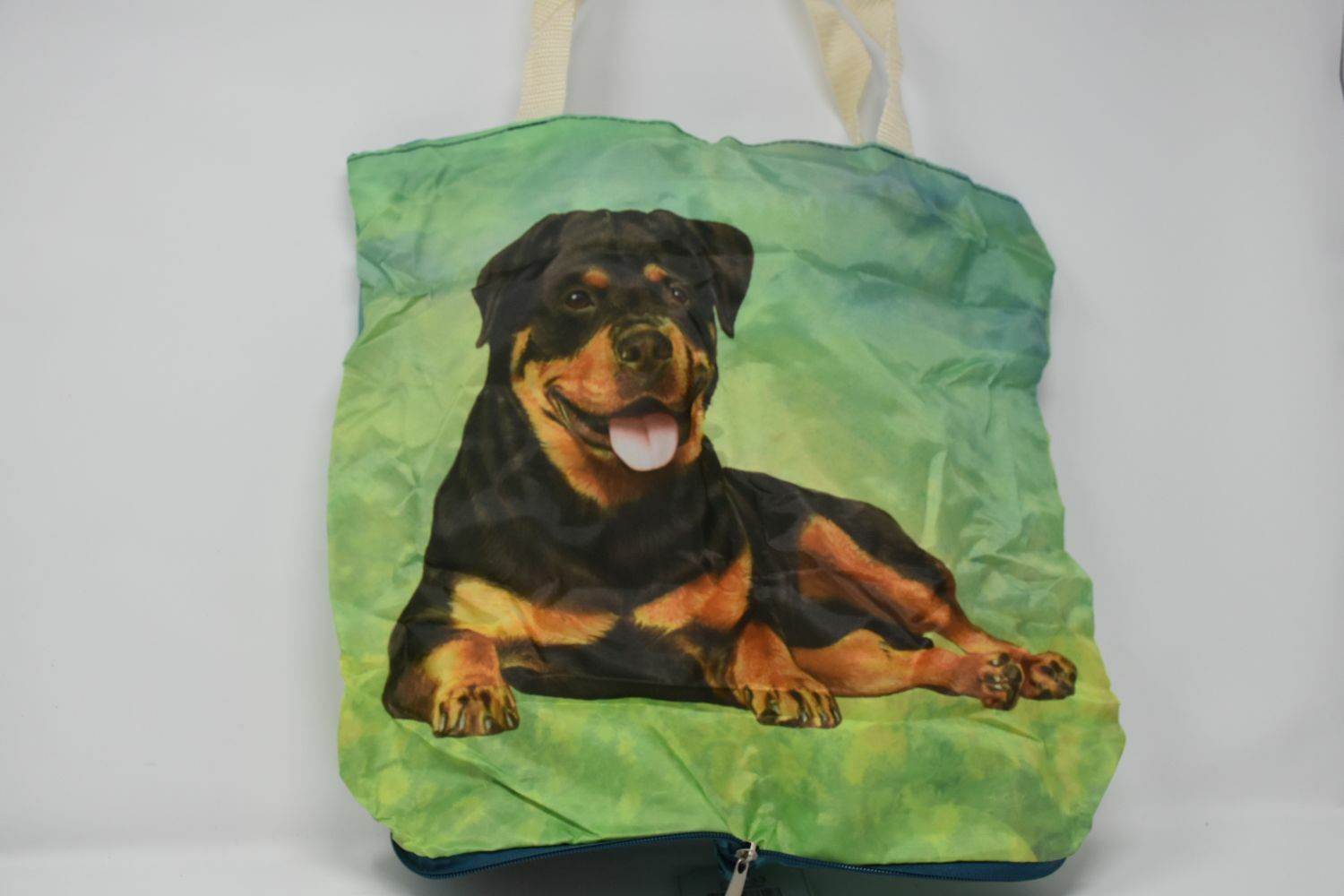 Rottweiler Foldable Tote Bag - Durable, Waterproof - Zippered Market Tote