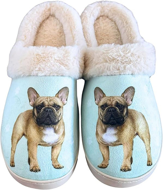 E&S Pets French Bulldog Snugg Slippers for Pet Lovers - Fuzzy Memory Foam, L/XL