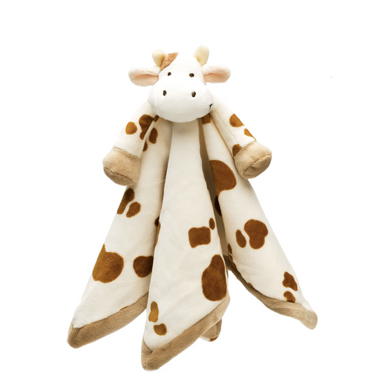 Teddykompaniet Diinglisar Brown & White Cow Plush Fleece Baby Blanket, 13"