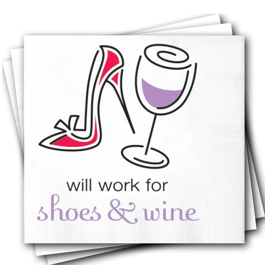 Chris's Stuff Wine Beverage Paper Napkins, Set of 25, Shoes and Wine