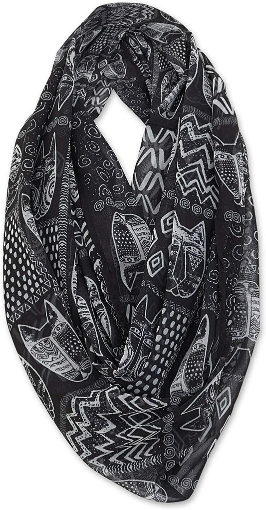 Laurel Burch Artistic Infinity Scarf Collection (Black White Cats