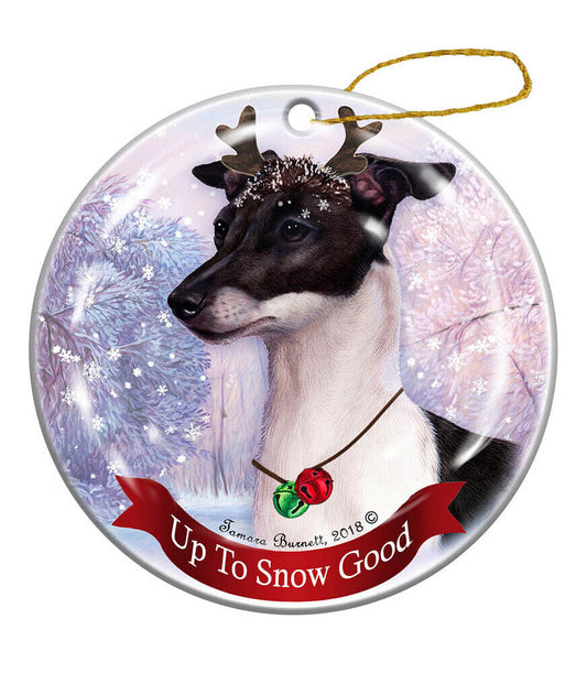 Holiday Pet Gifts Italian Greyhound Black/White Dog Porcelain Christmas Ornament