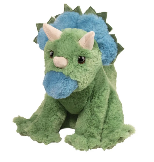Douglas Roarie Soft Green Dino Triceratops Plush Stuffed Animal, 10" long