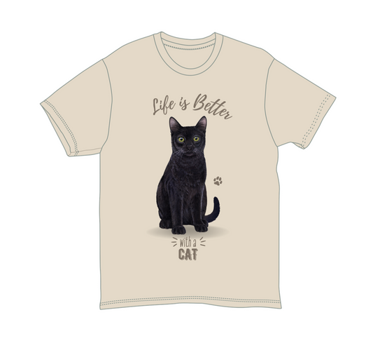 Black Cat Unisex 100% Cotton T-Shirt - Super Soft & Comfortable, XX-Large